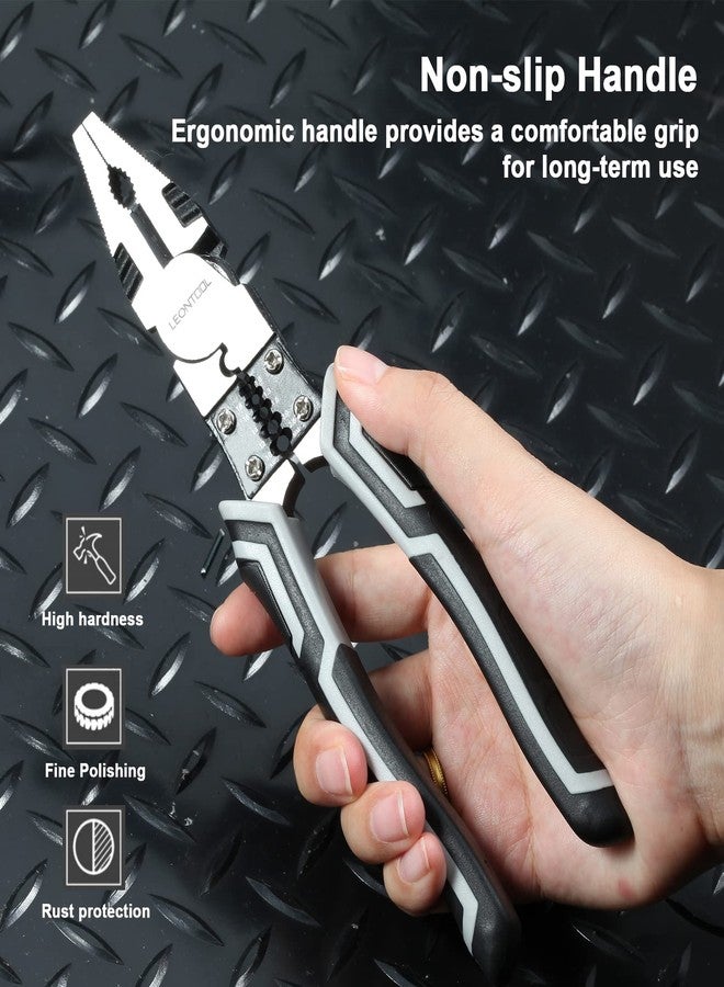 LEONTOOL Combination Pliers with Wire Stripper/Crimper/Cutter/Wrench Function 9-Inch 4-In-1 Multi-Tool Linesman Pliers Heavy Duty Side Cutting Pliers Precision Performance Tool - Image 5